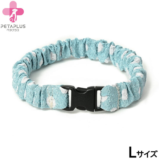 ペタプラス にゃんくるバンド(ちりめん) 猫・小型犬用 ネックバンド L 水玉ブルー【送料無料】