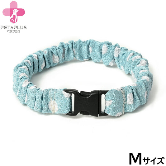 ペタプラス にゃんくるバンド(ちりめん) 猫・小型犬用 ネックバンド M 水玉ブルー【送料無料】