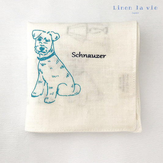 Linen la vie（リネン ラ・ヴィ） シュナウザー ハンカチ ホワイト