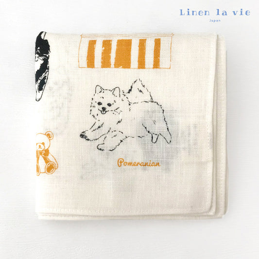 Linen la vie（リネン ラ・ヴィ） ポメラニアン ハンカチ ホワイト