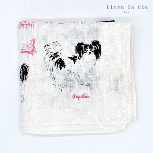 Linen la vie（リネン ラ・ヴィ） パピヨン ハンカチ ホワイト