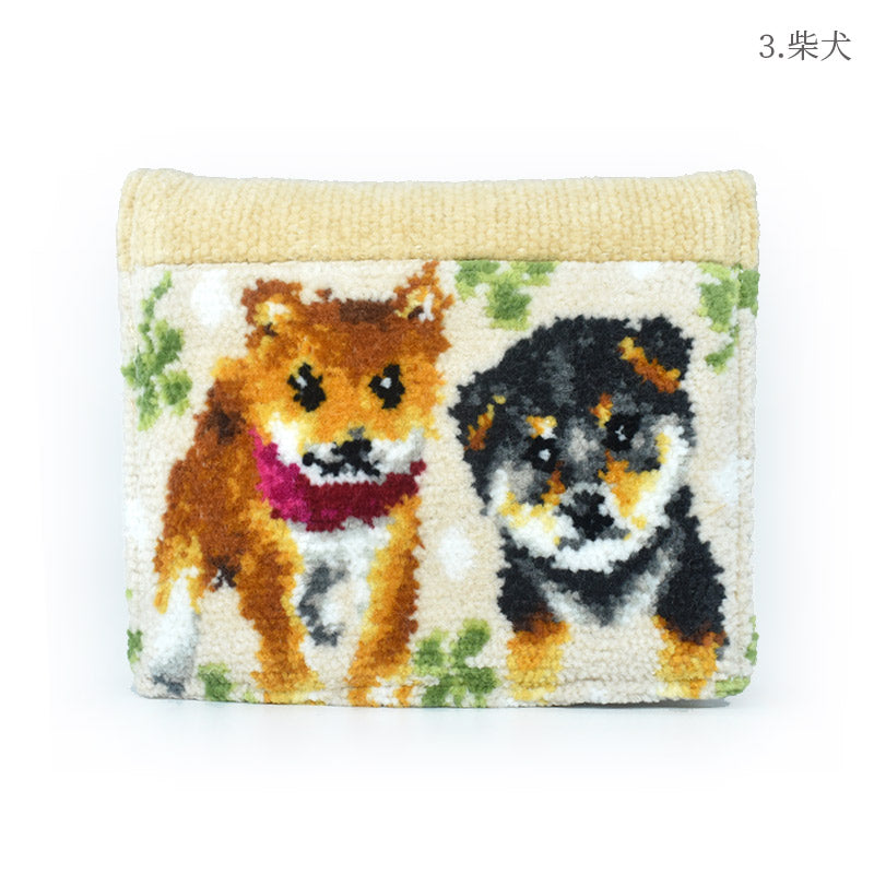 Enjeau（アーンジョー） シバ犬（柴犬） ポケットティッシュケース ファスナーポケット付 ベージュ