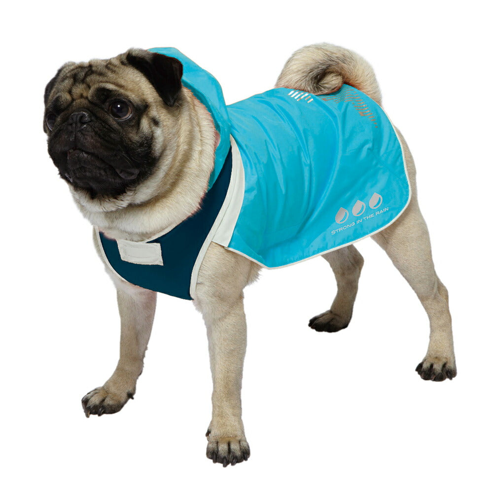ドギーマン スポーティーレインウェア アーバンスタイル 4号 ブルー×ネイビー 犬 雨具 カッパ