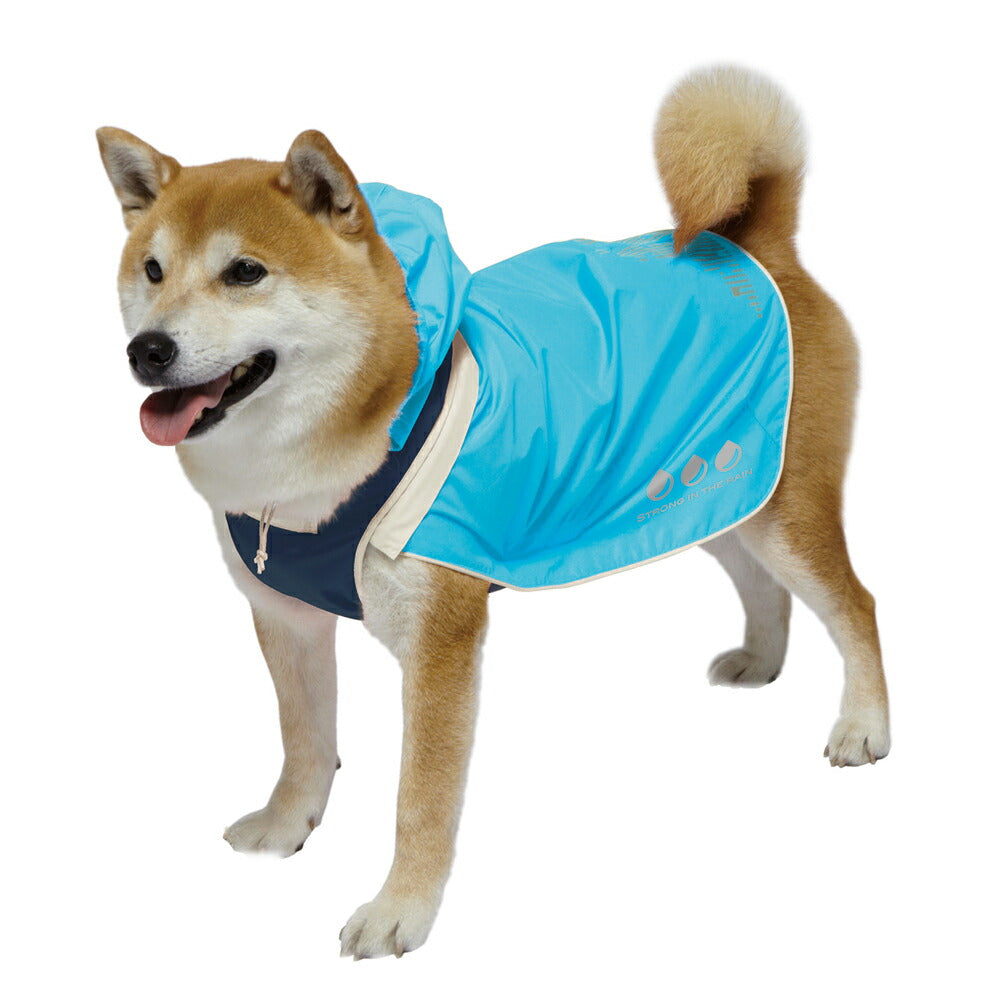 ドギーマン スポーティーレインウェア アーバンスタイル 5号 ブルー×ネイビー 犬 雨具 カッパ