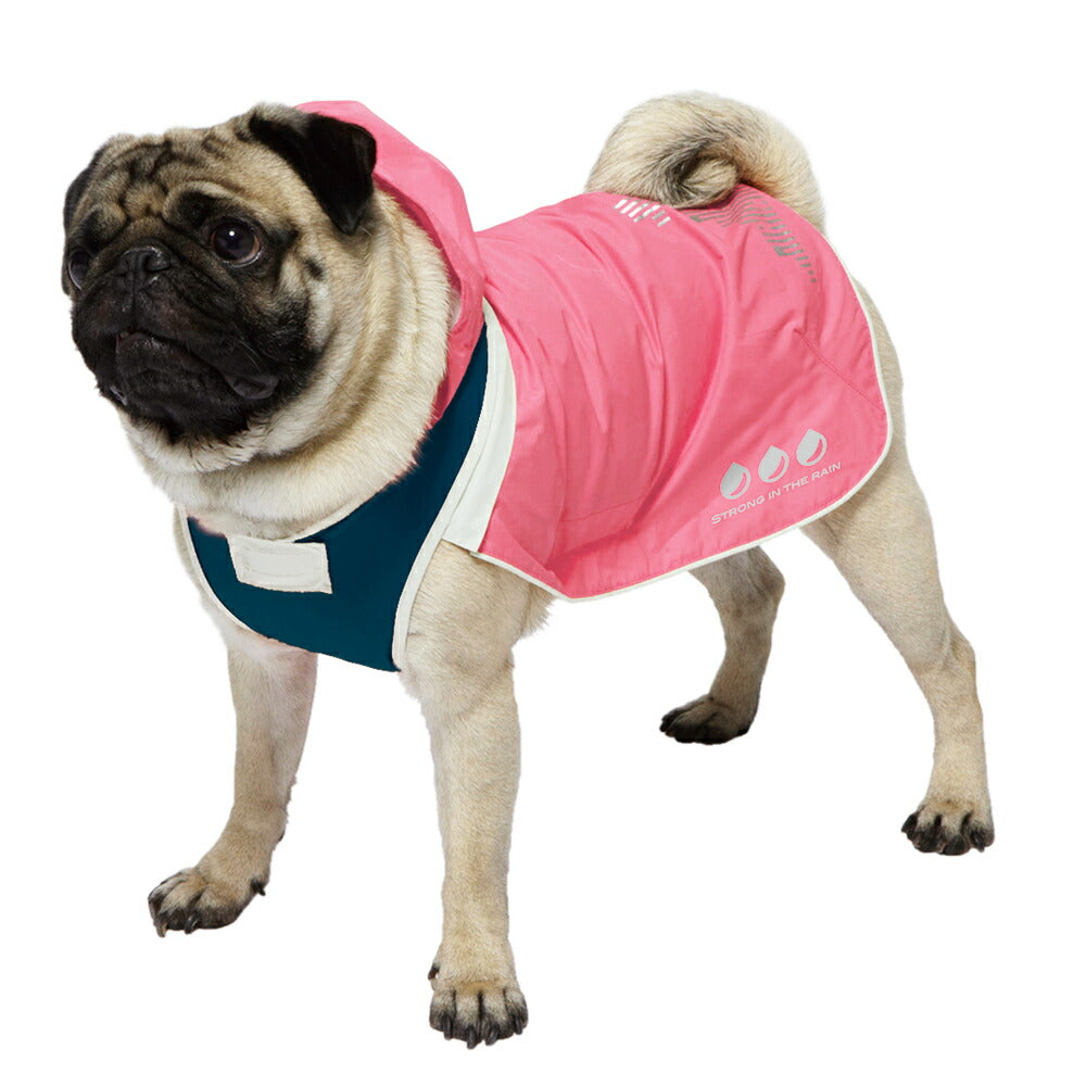 ドギーマン スポーティーレインウェア アーバンスタイル 4号 ピンク×ネイビー 犬 雨具 カッパ