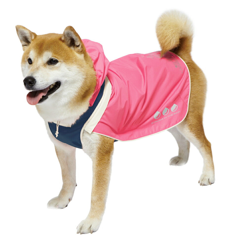 ドギーマン スポーティーレインウェア アーバンスタイル 5号 ピンク×ネイビー 犬 雨具 カッパ