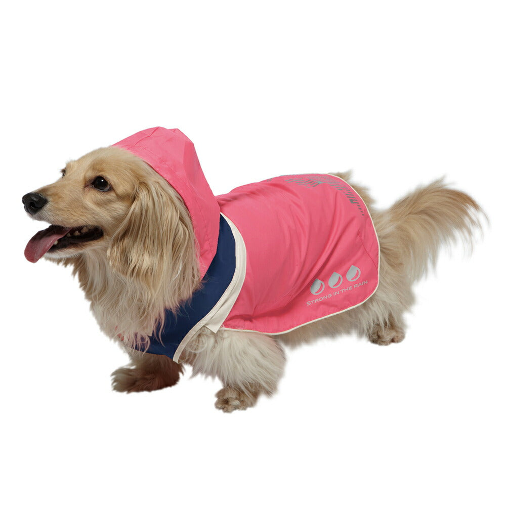 ドギーマン スポーティーレインウェア アーバンスタイル MD号 ピンク×ネイビー 犬 雨具 カッパ