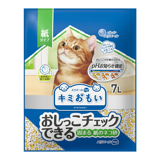 エリエール キミおもい おしっこチェックできる 固まる紙のネコ砂 7L