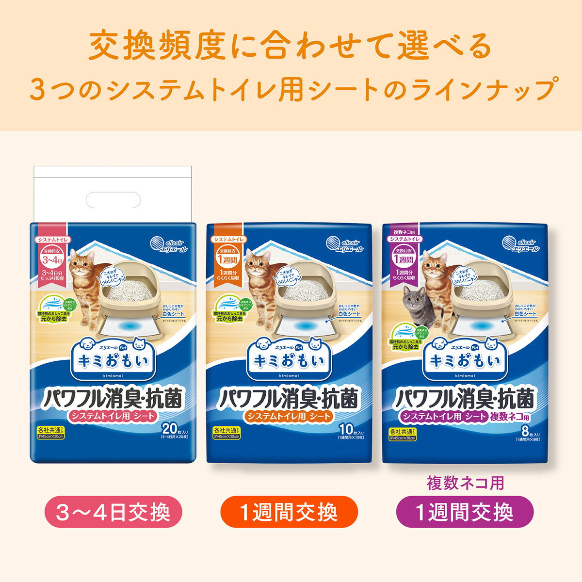 エリエール キミおもい パワフル消臭・抗菌 システムトイレ用シート 1週間用 20枚