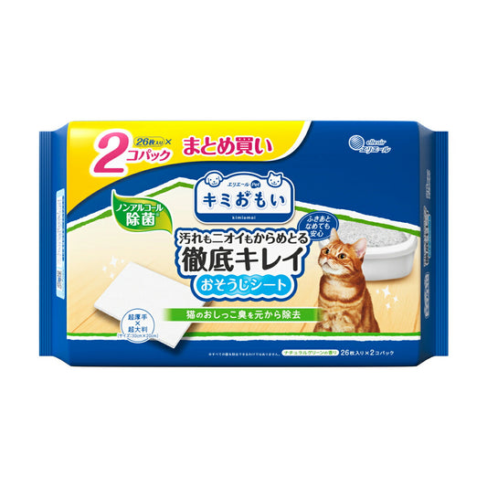 エリエール キミおもい 徹底キレイおそうじシート 大判厚手 ナチュラルグリーンの香り 26枚×2P