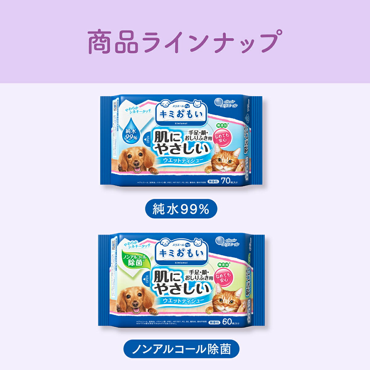 エリエール キミおもい 肌にやさしいウエットティシュー ノンアルコール除菌 60枚×3P×12袋【送料無料】