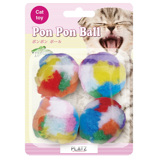 PLATZ ポンポンボール 4P 猫 おもちゃ ボール キャットニップ カラフル