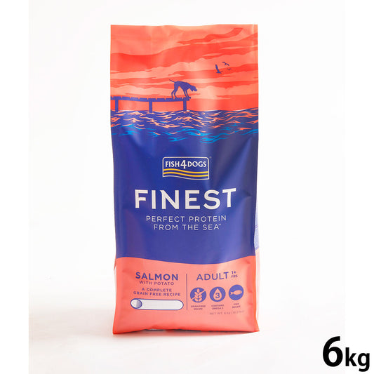 フィッシュ4ドッグ FISH 4 DOGS ドッグフード ファイネスト サーモン 大粒 6kg【送料無料】 無添加 ドッグフード 成犬用 グレインフリー 穀物不使用 魚