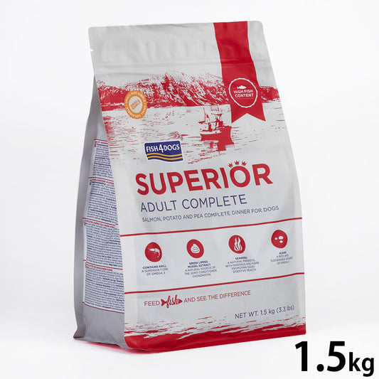 フィッシュ4ドッグ FISH 4 DOGS スーペリア アダルト 1.5kg【送料無料】 無添加 ドッグフード 成犬用 グレインフリー 穀物不使用 魚