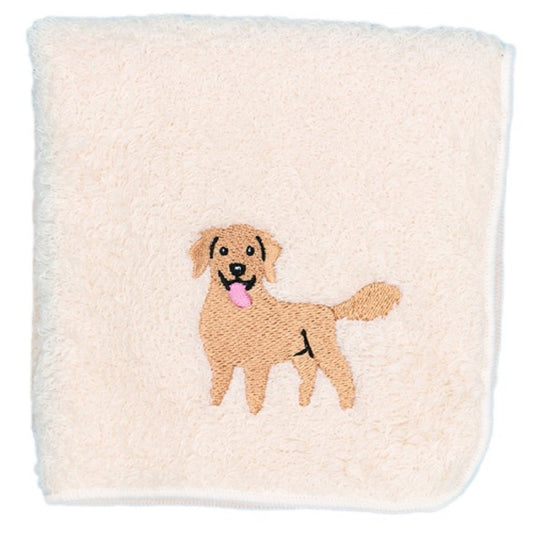 阪急ハロードッグ オーガニックコットン ハンカチタオル ゴールデンレトリバー ホワイト 犬柄