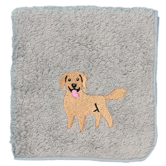 阪急ハロードッグ オーガニックコットン ハンカチタオル ゴールデンレトリバー グレー 犬柄