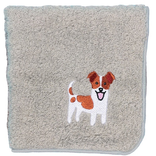 阪急ハロードッグ オーガニックコットン ハンカチタオル ジャックラッセル グレー 犬柄