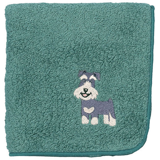 阪急ハロードッグ オーガニックコットン ハンカチタオル シュナウザー ブルー 犬柄