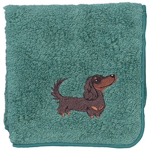 阪急ハロードッグ オーガニックコットン ハンカチタオル ダックス ブルー 犬柄