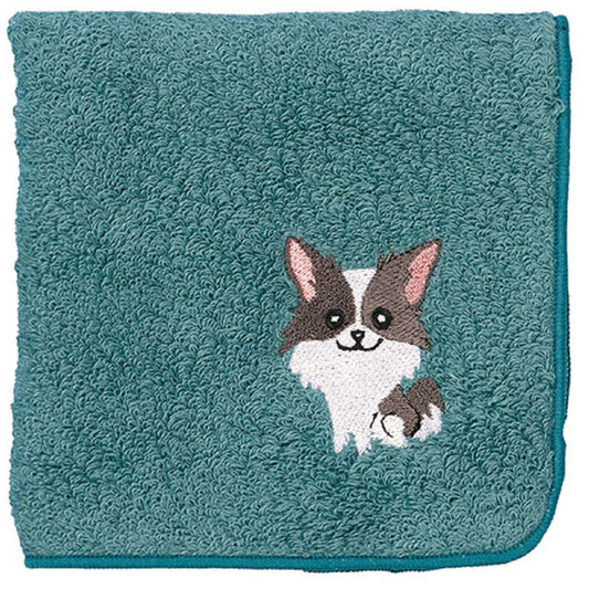 阪急ハロードッグ オーガニックコットン ハンカチタオル チワワ ブルー 犬柄