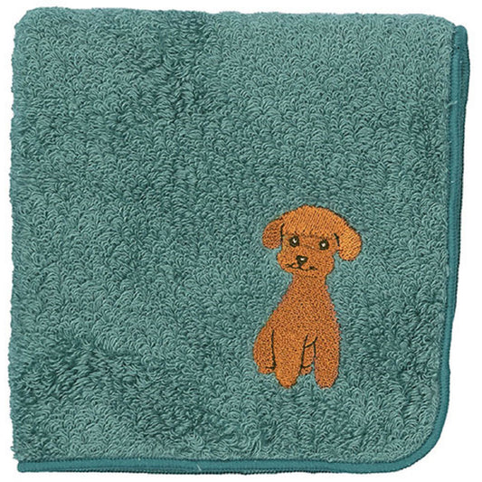 阪急ハロードッグ オーガニックコットン ハンカチタオル トイプードル ブルー 犬柄