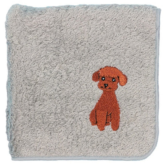 阪急ハロードッグ オーガニックコットン ハンカチタオル トイプードル グレー 犬柄