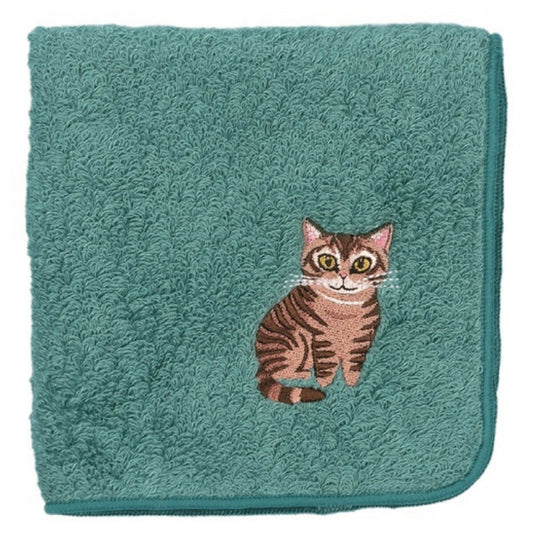 阪急ハロードッグ オーガニックコットン ハンカチタオル アメショー ブルー 猫柄