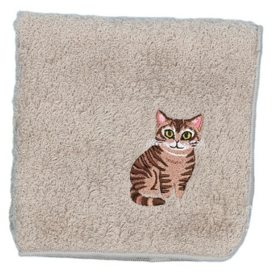 阪急ハロードッグ オーガニックコットン ハンカチタオル アメショー グレー 猫柄