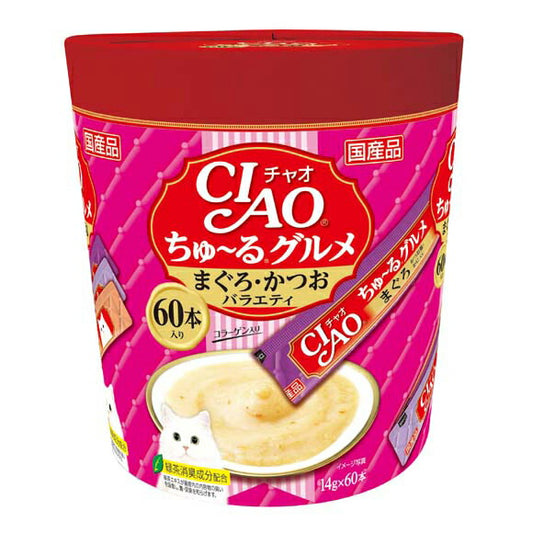 いなば CIAO ちゃおちゅ~るグルメ まぐろ・かつおバラエティ 猫用 14g×60本