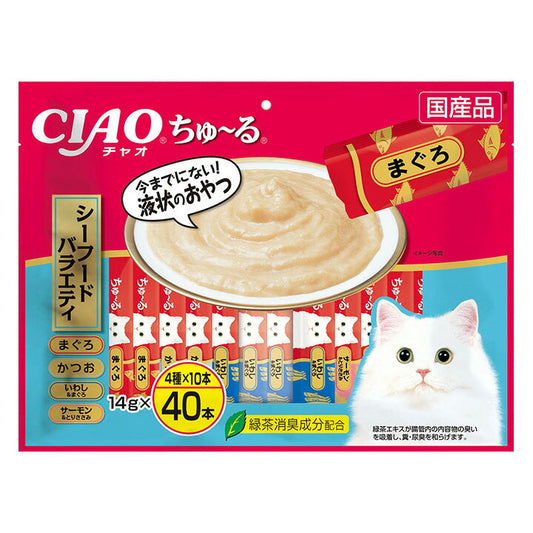 いなば CIAO ちゃおちゅ~る シーフードバラエティ 猫用 14g×40本