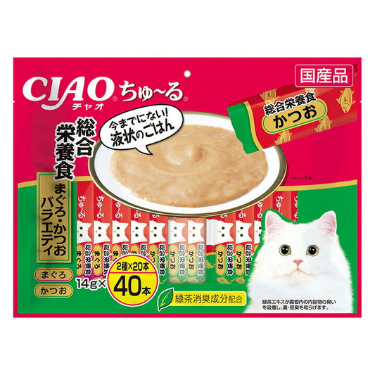 いなば CIAO ちゃおちゅ~る 総合栄養食 まぐろ・かつおバラエティ 猫用 14g×40本