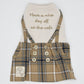 ジェメリ Gemelli Dog チェックワンピース 4号 オフホワイト 犬 服 ドッグウェア サスペンダー 伸びる 女の子 かわいい 秋冬