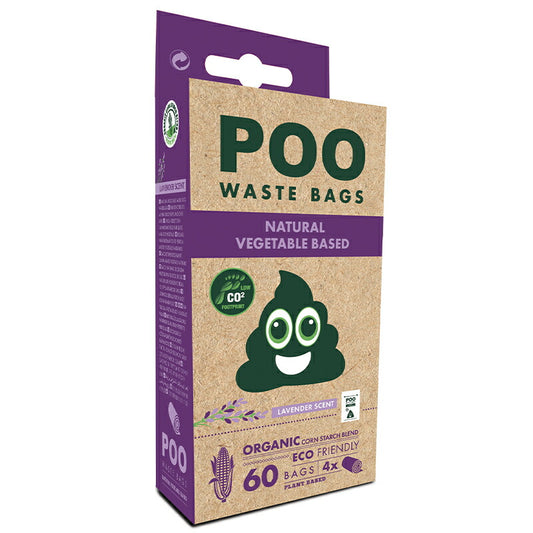 M-PETS エムペッツ Pooエチケットバッグ ラベンダー 60枚入(15枚×4ロール) 犬 うんち袋 マナー袋 エチケット袋 ゴミ袋 ウンチ 処理袋 香り付き バイオマス お散歩 アウトドア おでかけ