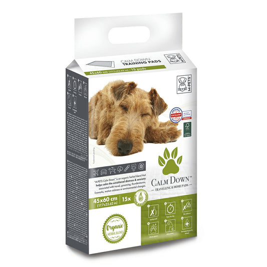 M-PETS エムペッツ CALM DOWN ペットシーツ ワイド 15枚入り 犬 ペットシート トイレシート おしっこシート 薄型 消臭 使い捨て 多層構造 オーガニックハーブ