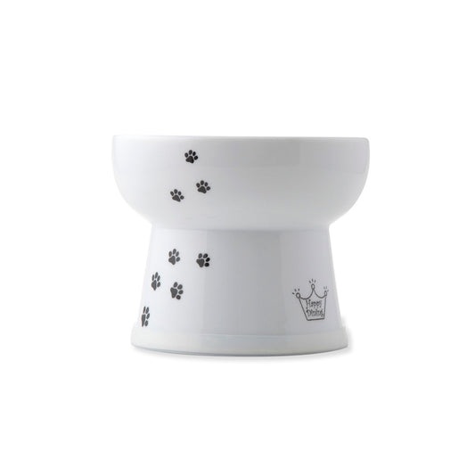 猫壱 ハッピーダイニング 脚付ウォーターボウル ハイタイプ シリコン付き 猫柄 猫 磁器 餌皿 電子レンジOK 食洗機OK