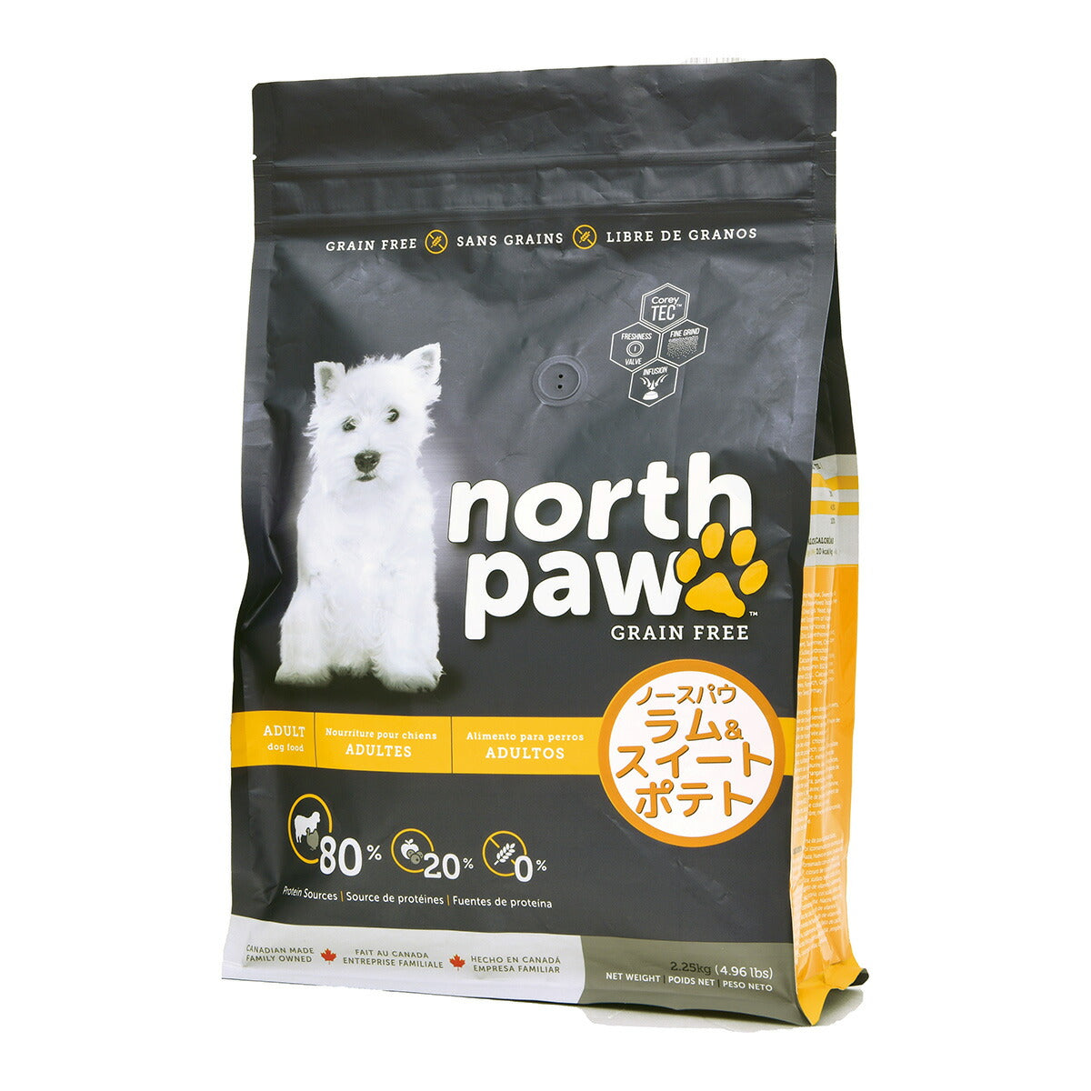 ノースパウ North Paw グレインフリー ドッグフード ラム＆スイートポテト 2.25kg 犬 ドライフード 穀物不使用 着色料・香料不使用 チキン不使用 コーリー COREY