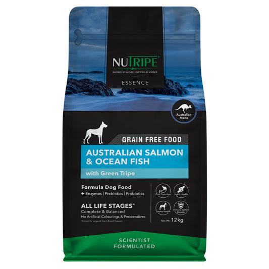 ニュートライプ GFドライ ドッグ サーモン&フィッシュ with グリーントライプ 12kg 送料無料グレインフリー 穀物不使用 犬 ドッグフード 無添加