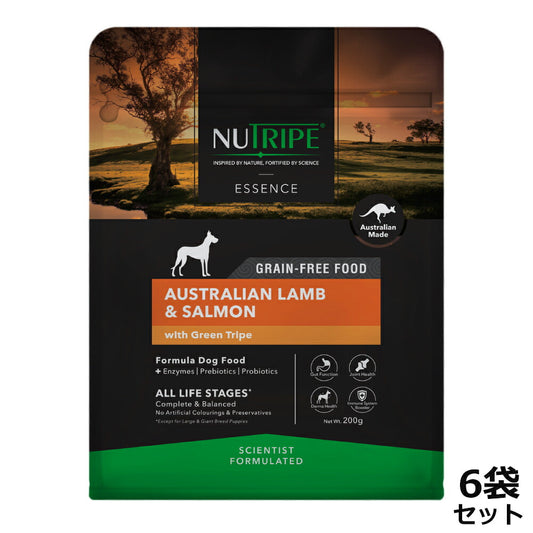 ニュートライプ GFドライ ドッグ ラム&サーモン with グリーントライプ 200g×6袋【送料無料】 グレインフリー 穀物不使用 犬 ドッグフード 無添加