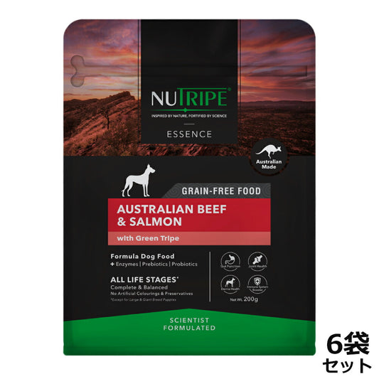 ニュートライプ GFドライ ドッグ ビーフ&サーモン with グリーントライプ 200g×6袋【送料無料】 グレインフリー 穀物不使用 犬 ドッグフード 無添加