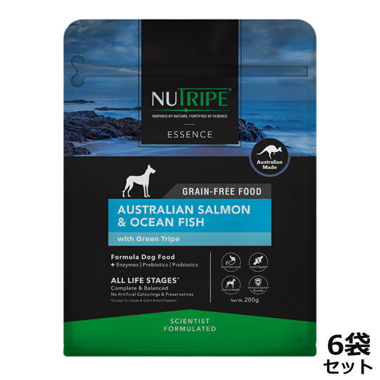 ニュートライプ GFドライ ドッグ サーモン&フィッシュ with グリーントライプ 200g×6袋【送料無料】 グレインフリー 穀物不使用 犬 ドッグフード 無添加