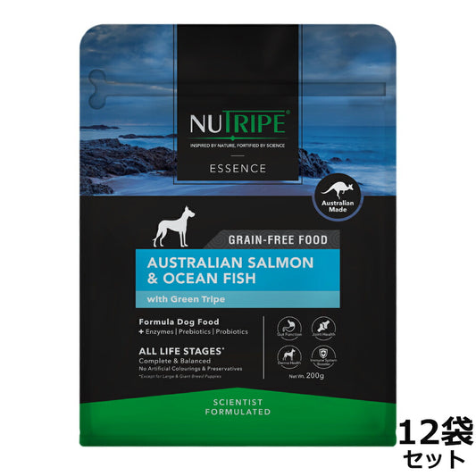 ニュートライプ GFドライ ドッグ サーモン&フィッシュ with グリーントライプ 200g×12袋【送料無料】 グレインフリー 穀物不使用 犬 ドッグフード 無添加