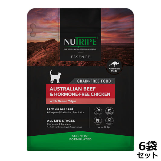ニュートライプ GFドライ キャット ビーフ&チキン with グリーントライプ 200g×6袋【送料無料】 グレインフリー 穀物不使用 犬 ドッグフード 無添加