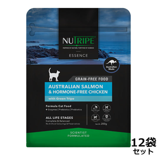 ニュートライプ GFドライ キャット サーモン&チキン with グリーントライプ 200g×12袋【送料無料】 グレインフリー 穀物不使用 犬 ドッグフード 無添加