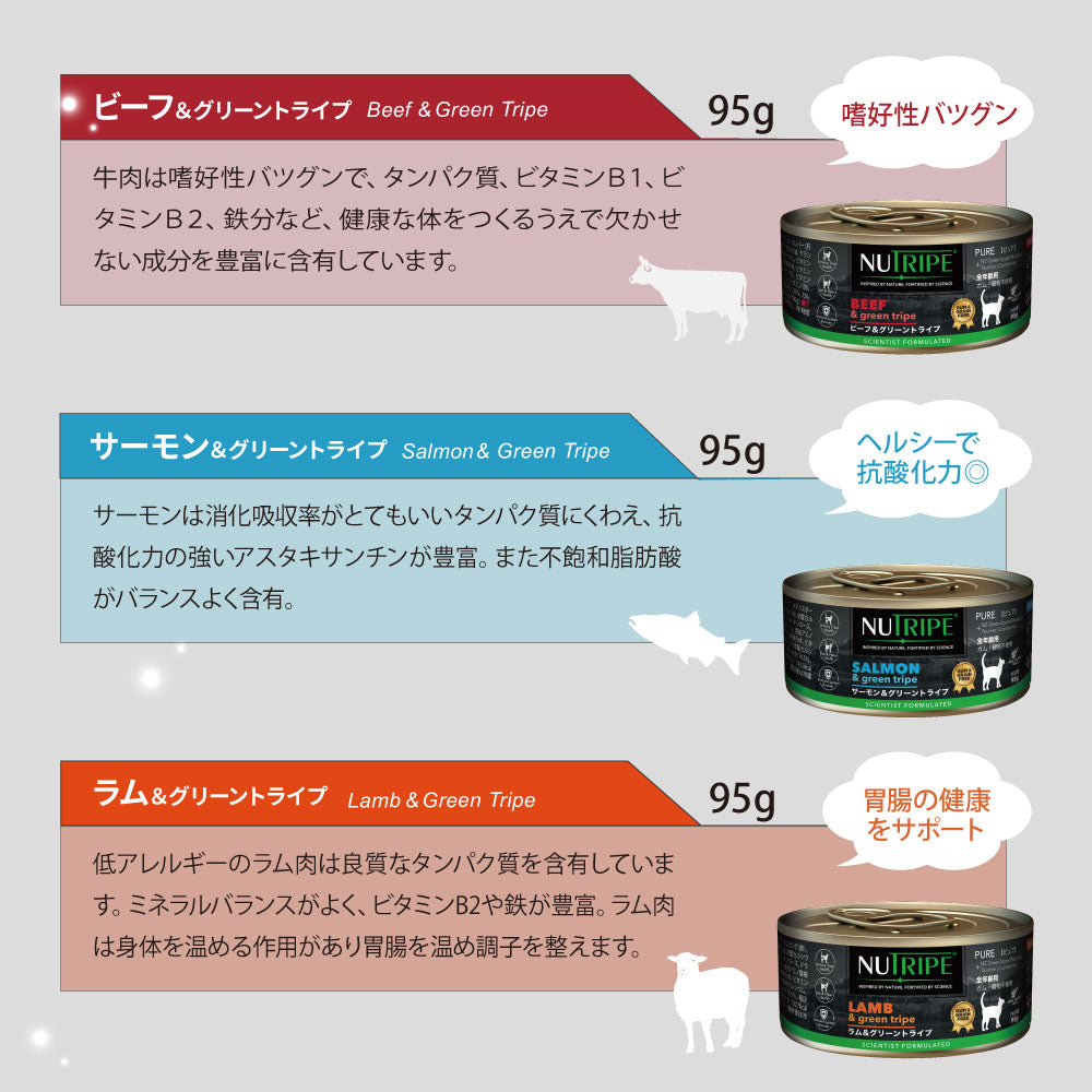 ニュートライプ 猫缶 CAT PURE マッカレル＆グリーントライプ 95g