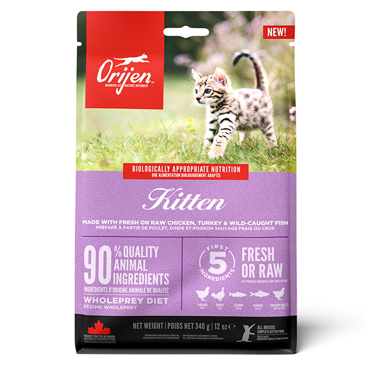 オリジン Orijen キャットフード キトゥン 全猫種 子猫用 穀物不使用 340g 正規品 無添加 グレインフリー