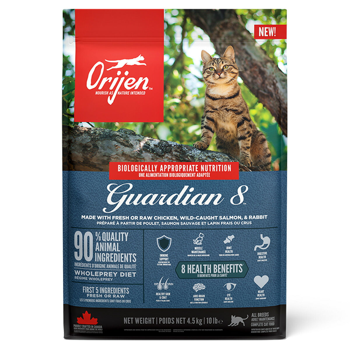 オリジン Orijen キャットフード ガーディアン8 全猫種 全年齢用 穀物不使用 4.5kg【送料無料】 正規品 無添加 グレインフリー