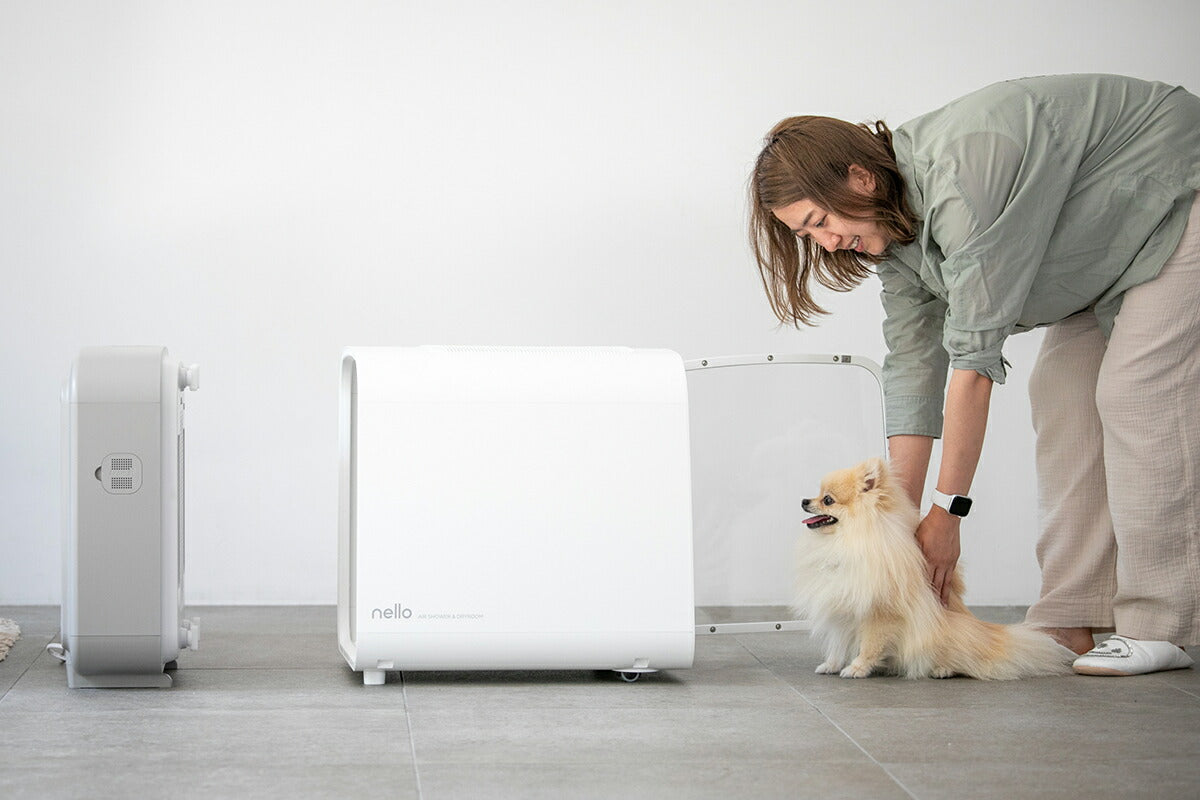 【分割手数料無料！】ネロ nello ペットドライルーム 5年物損付延長保証付き グレー 犬 猫 ドライヤー エアシャワー ハウス 日本製 送風 温風 静音 室内 分解丸洗いOK キャスター付き