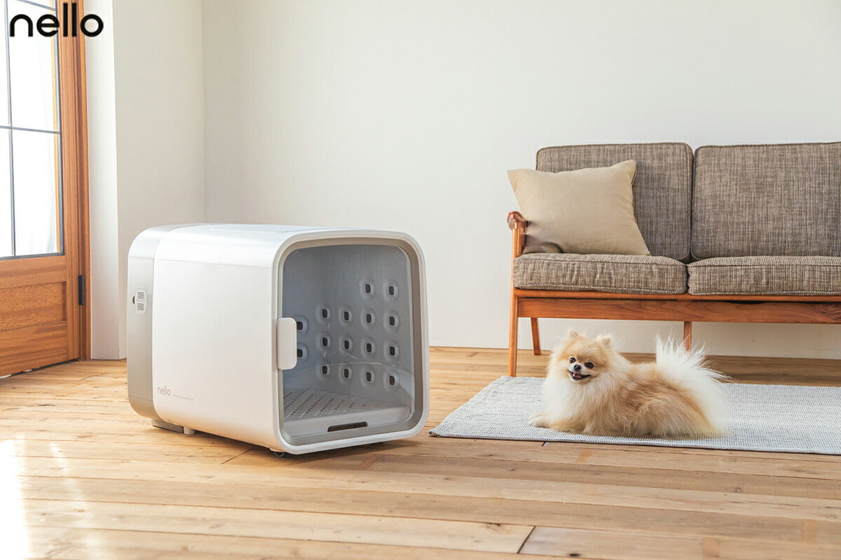 【分割手数料無料！】ネロ nello ペットドライルーム 5年物損付延長保証付き グレー 犬 猫 ドライヤー エアシャワー ハウス 日本製 送風 温風 静音 室内 分解丸洗いOK キャスター付き