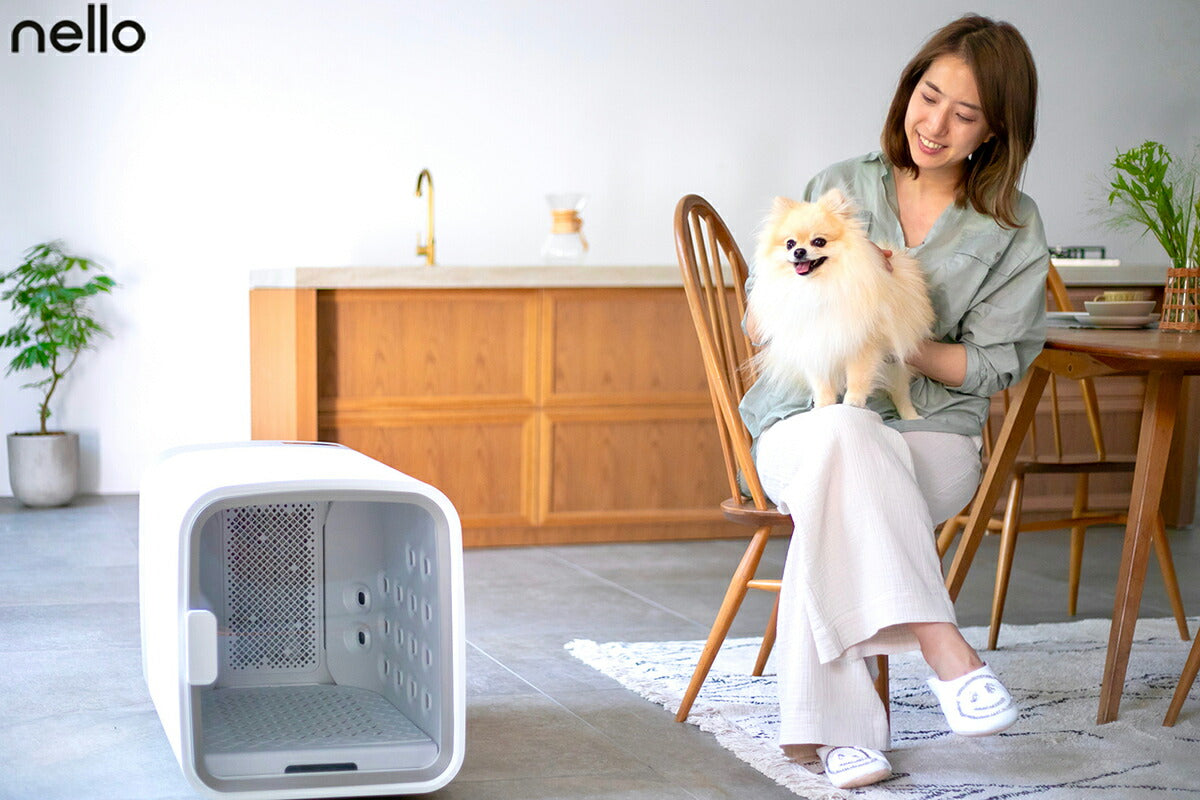 【分割手数料無料！】ネロ nello ペットドライルーム グレー 犬 猫 ドライヤー エアシャワー ハウス 日本製 送風 温風 静音 室内 分解丸洗いOK キャスター付き