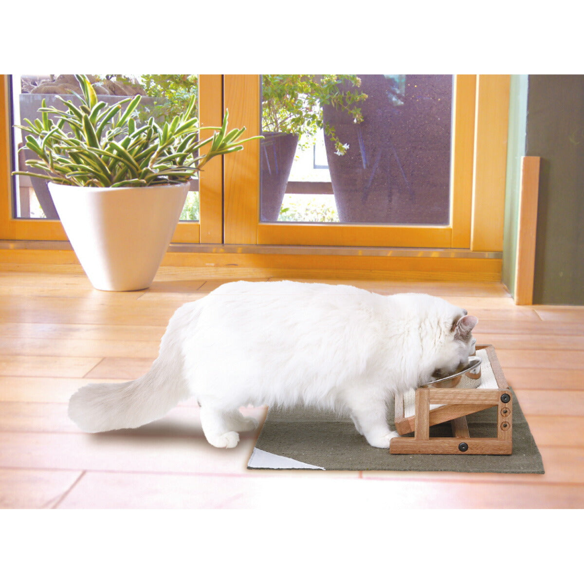 ペティオ necoco 高さと角度を変えられるウッディキャットテーブル猫 食事台
